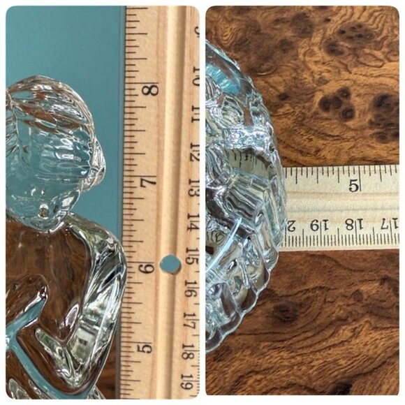 Vintage Cambridge Glass 8" Crystal Clear Draped Lady Figural Flower Frog 10 Hole - Picture 10 of 10